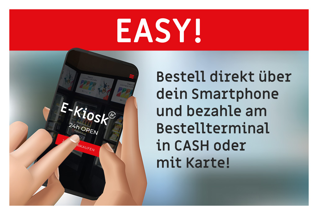 So einfach bestellst du am E-KIOSK 24 Automaten